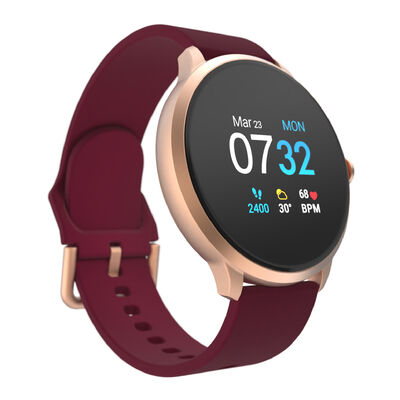 Itouch Sport 3 Smartwatch: Rose Gold Case with Merlot Strap