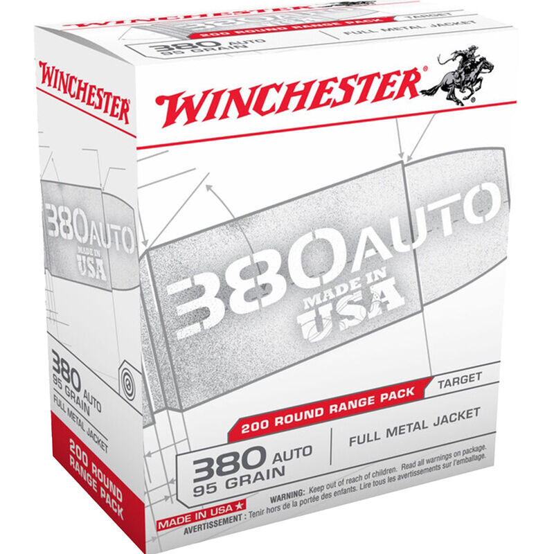 Winchester USA 380 Auto 95 Grain FMJ 200 Rounds Range pack image number 0