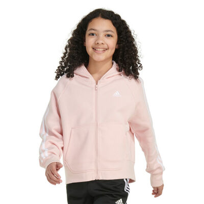 adidas Girl's 3-Stripe Fleece Full Zip Jacket