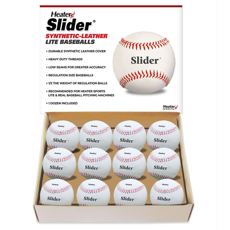 Heater Sports 12pk Slider Lite Synthetic Leather Pitching Machine Baseballs image number 0