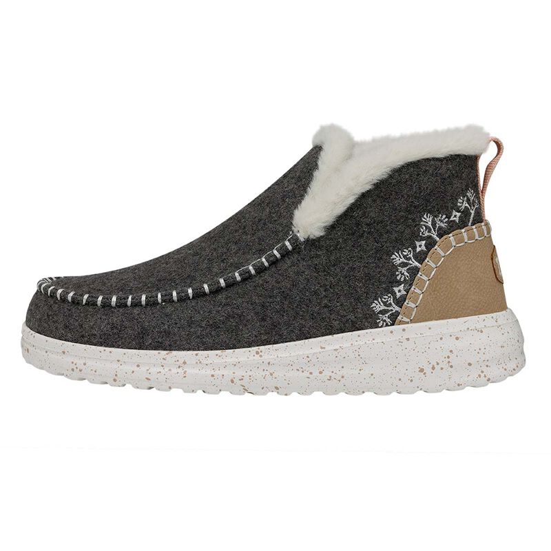 HeyDude Women's Denny Faux Shearling Grey Shoes image number 0