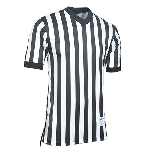 FitsT4 Official Black & White Stripe Referee Shirt Zipper Ref Jersey Uniform Short Sleeve Umpire with Pro Referee Cap Stainless Steel Whistle with