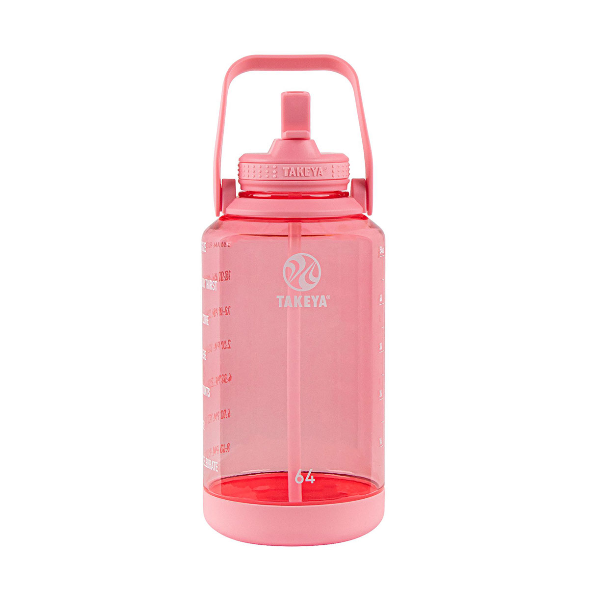 Takeya 64oz Tritan Motivational Water Bottle With Straw Lid - Pink