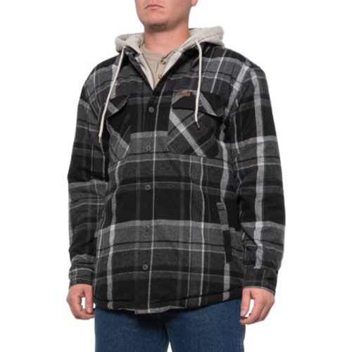 fleece lined hooded flannel shirt jacket