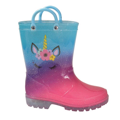 Josmo Girls Water Resistant Rain Boot Duck Boots - Silver/pink, 4 : Target